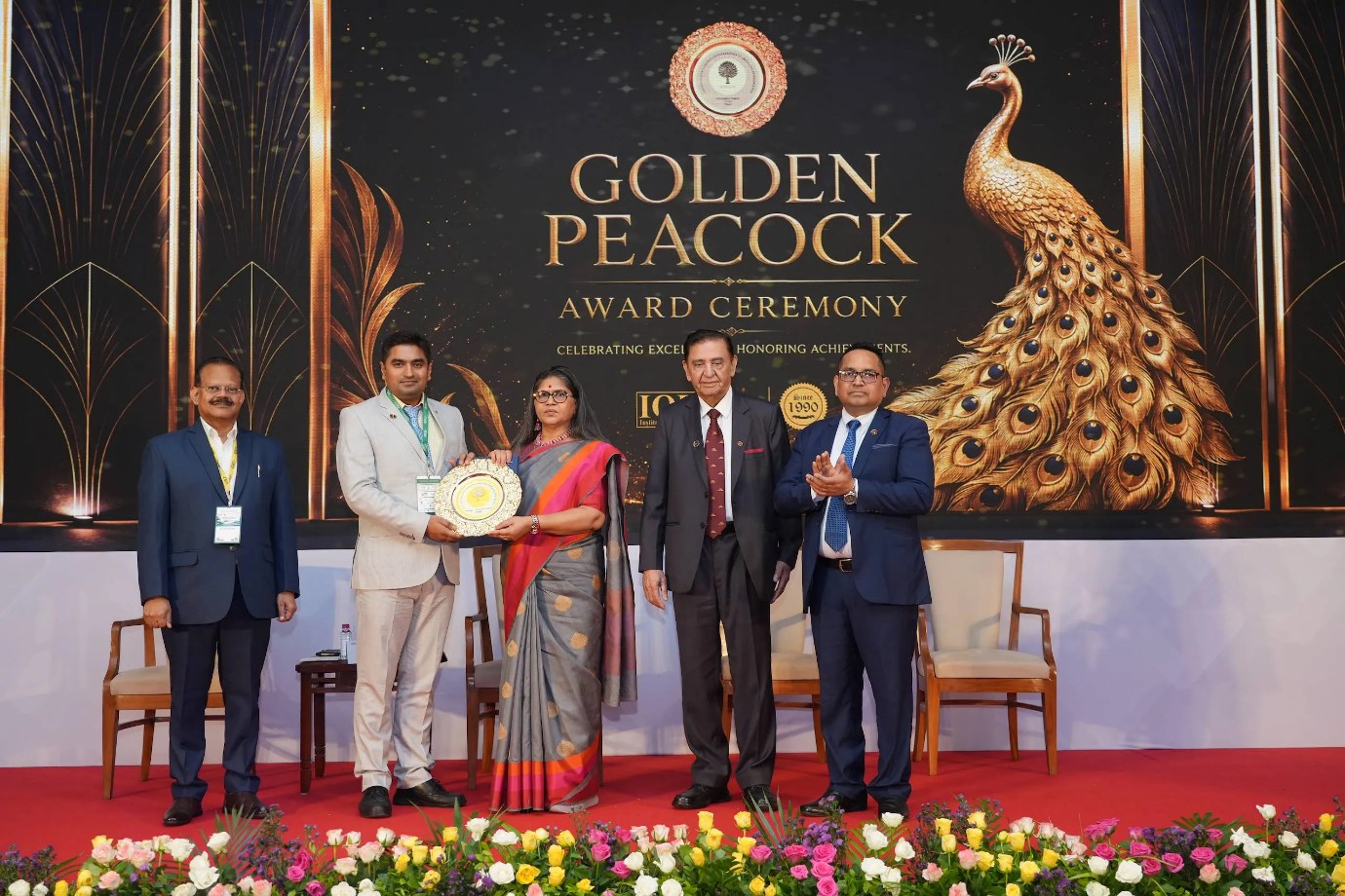 Saatvik receiving the Golden Peacock OH&S Award 2026