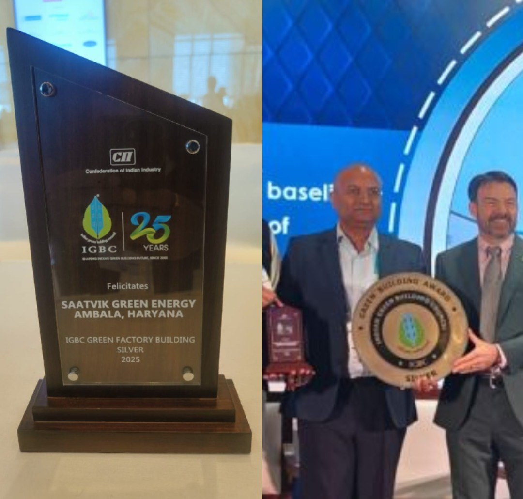 Saatvik receiving the IGBC Green Factory Building Silver Rating